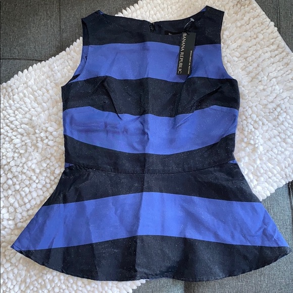 NWT Banana Republic Striped Peplum Top 0 - Picture 3 of 9